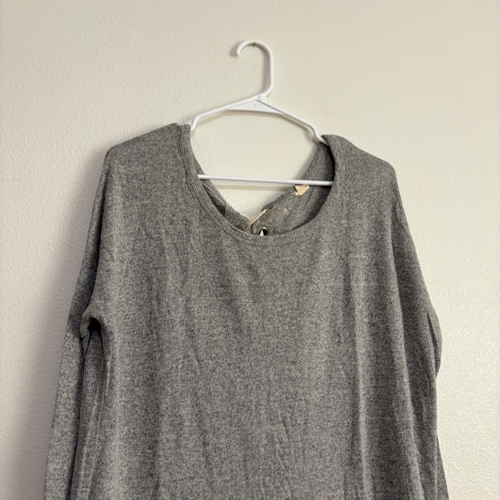 Garage Light Gray Heather Long Sleeve Lightweight Sweatshirt Sz Medium Tie Back